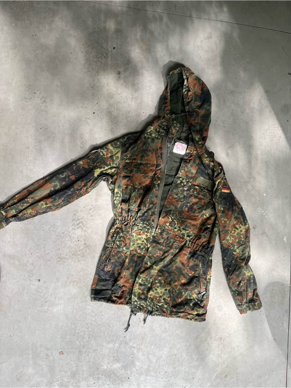 Vintage 1992 Flecktarn Camouflage Military Hooded Field Parka - Medium